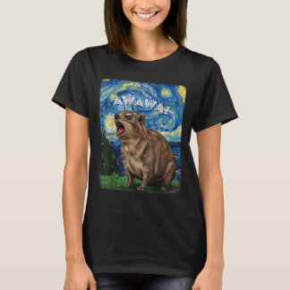 Rock Hyrax Awawa Funny Groundhog Starry Night Van  T Shirt