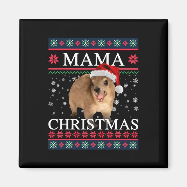 Rock Hyrax Mamma jul ful stil  Magnet (Framsidan)