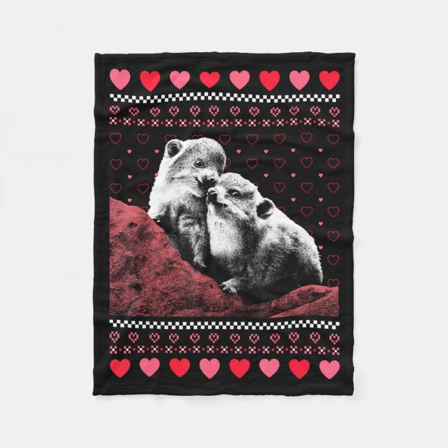 Rock Hyrax Valentine's Day Ugly Sweater Style  Fleecefilt (Framsidan)