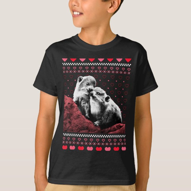 Rock Hyrax Valentine's Day Ugly Sweater Style  T Shirt (Framsida)