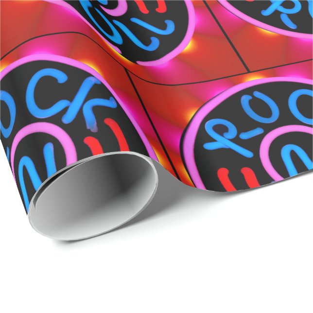 Rock in Roll Music Neon Sign Loft Loft Wrapping Pa Presentpapper (Rullad Hörn)