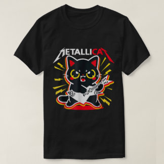 Rock Kitty Guitar Player Cute Metal Cat Design T Shirt