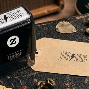 Rock Ljusblixtpar Monogram Gummistämpel Självfärgande Stämpel