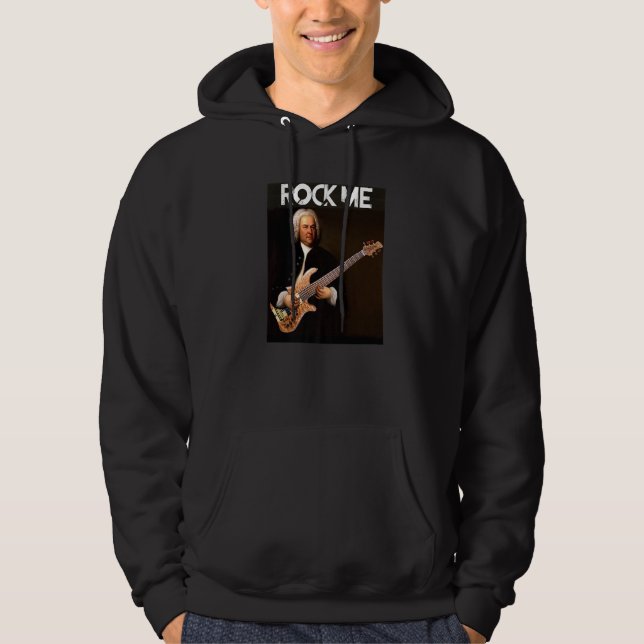 Rock Me Bach - Johann Sebastian Bach Piano and Mus Hoodie (Framsida)