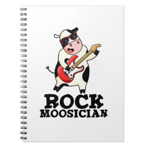Rock Moosician Roligt Ko Musiker Puns Anteckningsbok