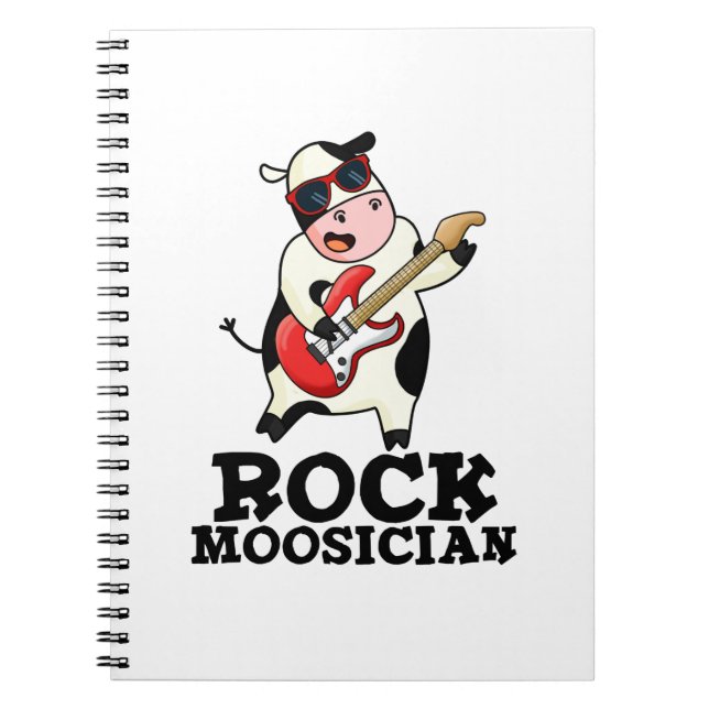 Rock Moosician Roligt Ko Musiker Puns  Anteckningsbok (Framsidan)