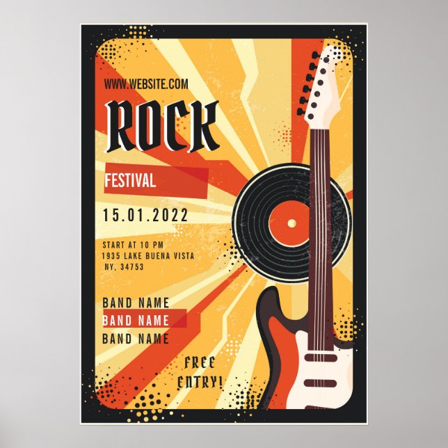 Rock musik-festival-flygarmeddelande poster (Framsidan)
