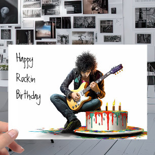Rock musik Guitarist - Coola Lycklig Rockin Birthd Kort