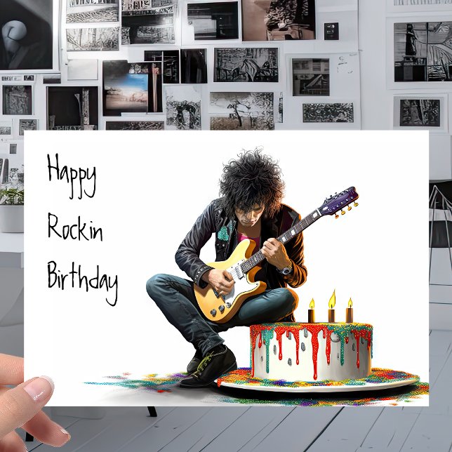 Rock musik Guitarist - Coola Lycklig Rockin Birthd Kort (Skapare uppladdad)