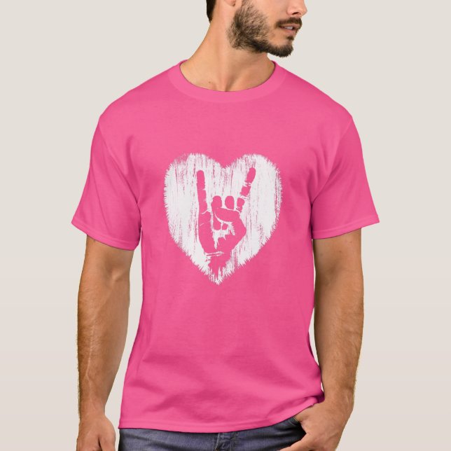 Rock musik Heart Sten på handhästar T Shirt (Framsida)