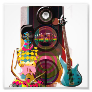 Rock musik illustrationer med gitarrer och högtala fototryck