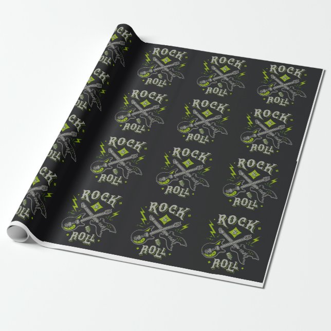 Rock musik Mönster Presentpapper (Utrullad)