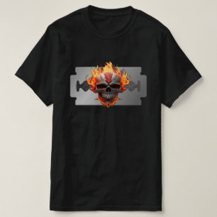 Rock musik Razor Flaming Skull Musician Guitarist T Shirt