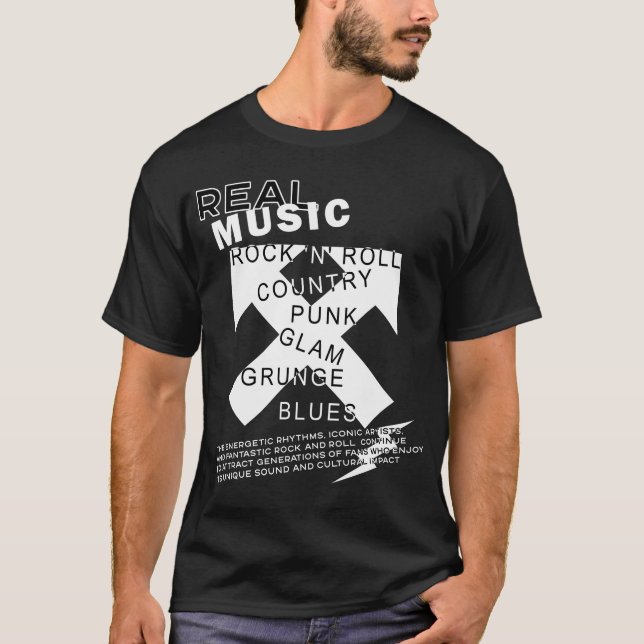 Rock musik | Svartvitt T Shirt (Framsida)