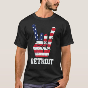Rock N Roll 4:e juli Sten Hand Detroit American T Shirt