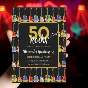 Rock n Roll 50:e Födelsedagsfesten Inbjudningar