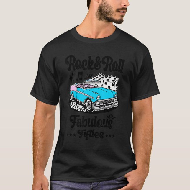 Rock N Roll 50s Sock Skutt Rockabilly Classic Car  T Shirt (Framsida)