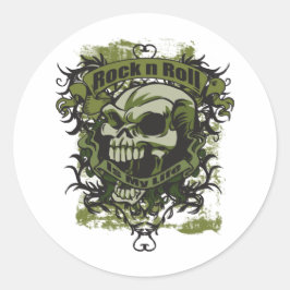 Rock n Roll är min Life Skull Runt Klistermärke