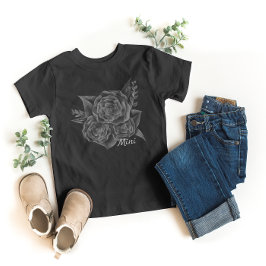 Rock n Roll Black Monochromatic Blommigt - Mini T Shirt
