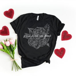 Rock n Roll Black Monochromatic Blommigt T Shirt