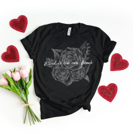 Rock n Roll Black Monochromatic Blommigt T Shirt