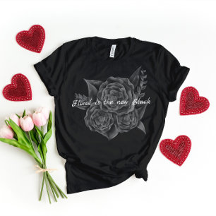 Rock n Roll Black Monochromatic Blommigt T Shirt