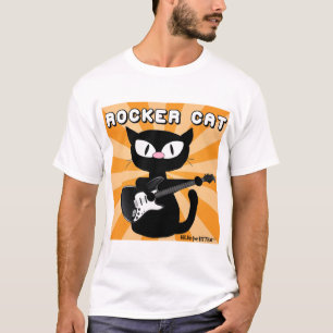 ROCK n ROLL Black Tecknad Cat Rocker T Shirt