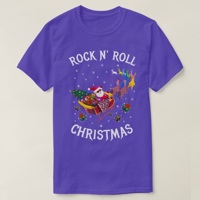 ROCK N ROLL CHRISTMAS Black  T Shirt (Design framsida)