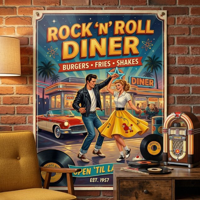 Rock 'n' Roll Diner 1950s Vintage Poster (Skapare uppladdad)