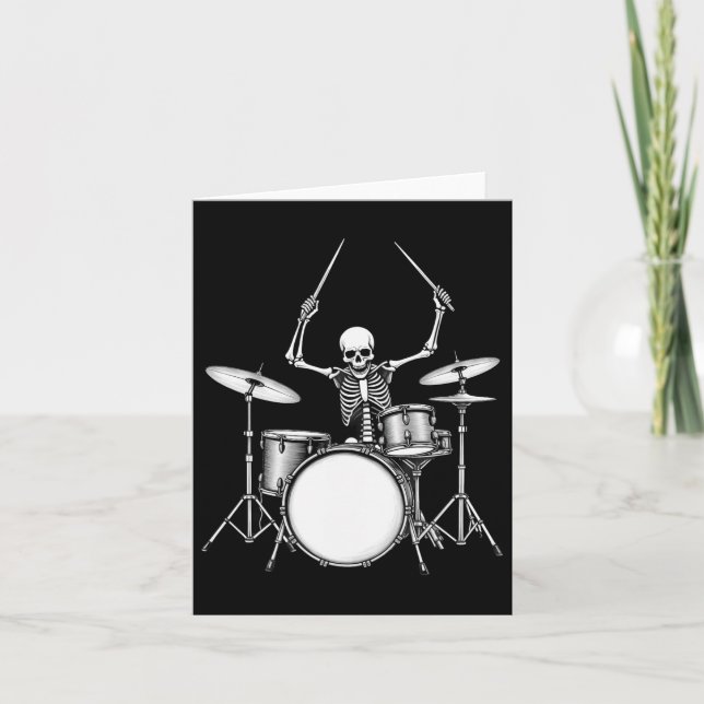 Rock N Roll Drummer Skeleton Speldrums Kort (Framsida)