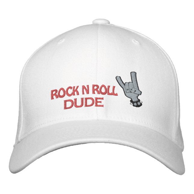 ROCK N ROLL DUDE Embroized Hat Broderad Keps (Framsida)
