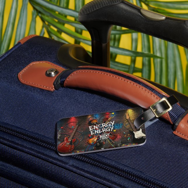 Rock ‘n’ Roll Electric Guitar Luggage Tag Bagagebricka (Framsida Insitu 3)