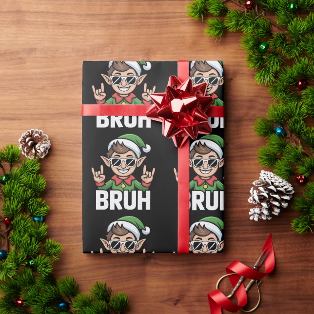 Rock n Roll Elf Bruh Funny Saying Meme Christmas  Presentpapper (Julgåva)