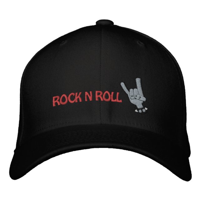 ROCK N ROLL Embroized Hat Broderad Keps (Framsida)