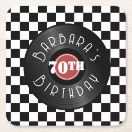 Rock N Roll Födelsedagsfest med skivspelare tema Underlägg Papper Kvadrat