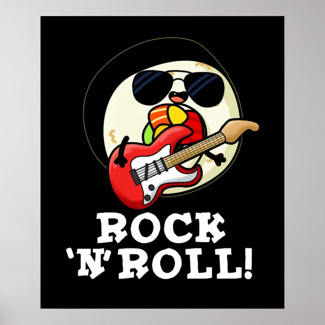 Rock n Roll Funny Sushi Roll Pun Mörk BG Poster (Framsidan)