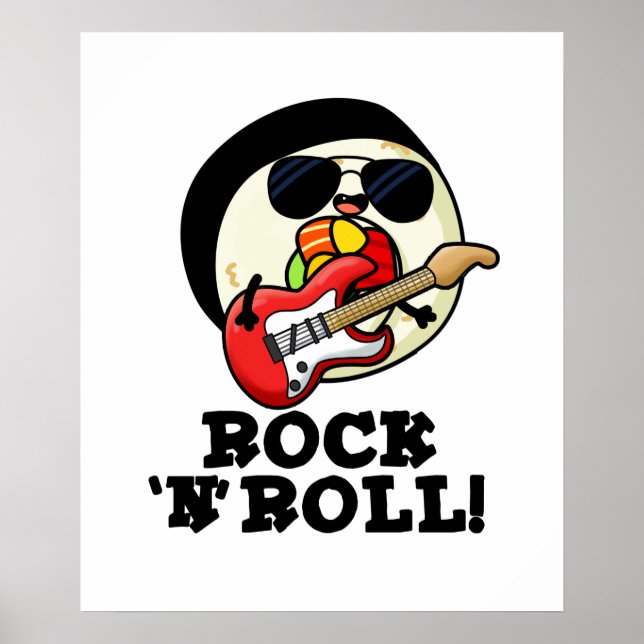 Rock n Roll Funny Sushi Roll Pun Poster (Framsidan)