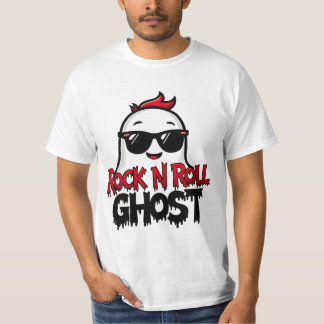 Rock N Roll Ghost T-Shirt, Rolig Halloween Grafisk T Shirt