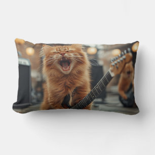 Rock N Roll Ginger Gitarr Katt Rockstjärna Lumbarkudde