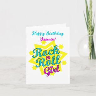 Rock n Roll Girl Grattis på födelsedagen Kort
