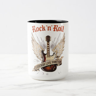 Rock n roll gitarrlegender lever för evigt kaffemu Två-Tonad mugg