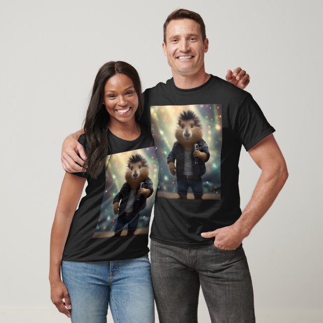 "Rock 'n' Roll Gnagare: Mohawk Kapybara Rockstjärn T Shirt (Unisex)