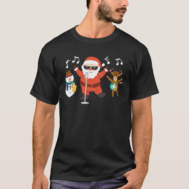 Rock N Roll God jul Caroling Cute Coola T Shirt (Framsida)