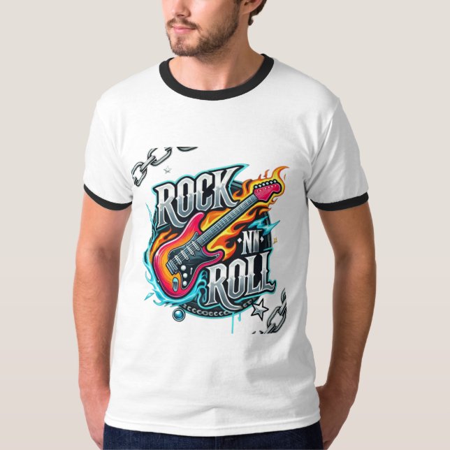 Rock N Roll Grunge Typografi T-Shirt (Framsida)