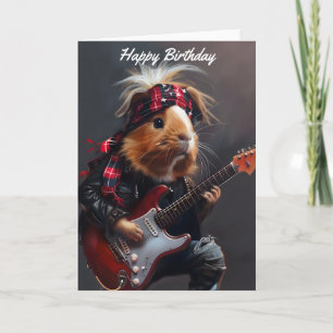 Rock n Roll Guinea Gris Birthday Kort