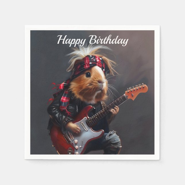 Rock n Roll Guinea Gris Birthday Pappersservett (Framsidan)