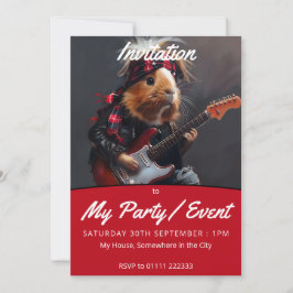 Rock n Roll Guinea Gris Party/Event Inbjudningar