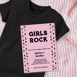 Rock N Roll Guitar Flicka Shower Inbjudningar