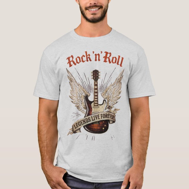 Rock n roll guitar legends live forever T-Shirt (Framsida)