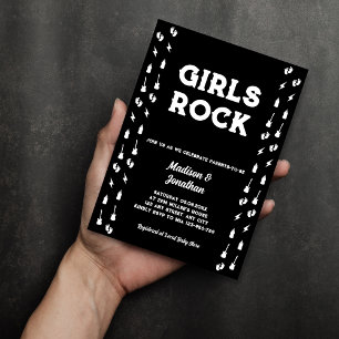 Rock N Roll Guitar Music Edgy Baby Shower Inbjudningar